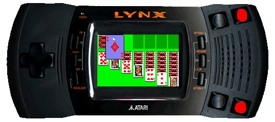 Klondike played on an Atari Lynx II